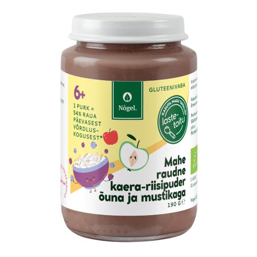 Mahe raudne kaera-riisipuder õuna ja mustikaga, 190 g